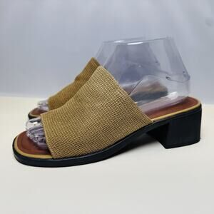 Naturalizer Slip On Block Heel Sandals Womens Size 7.5 Taupe‎ Fabric Upper